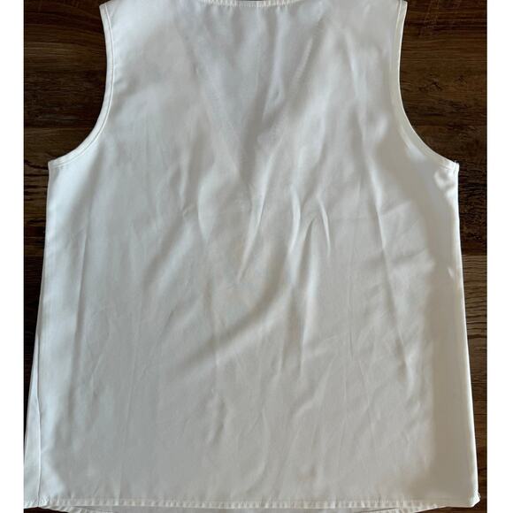 Shein Women's White Tank Top Size Small/4 With Cream Neck Detail Business - Picture 2 of 12